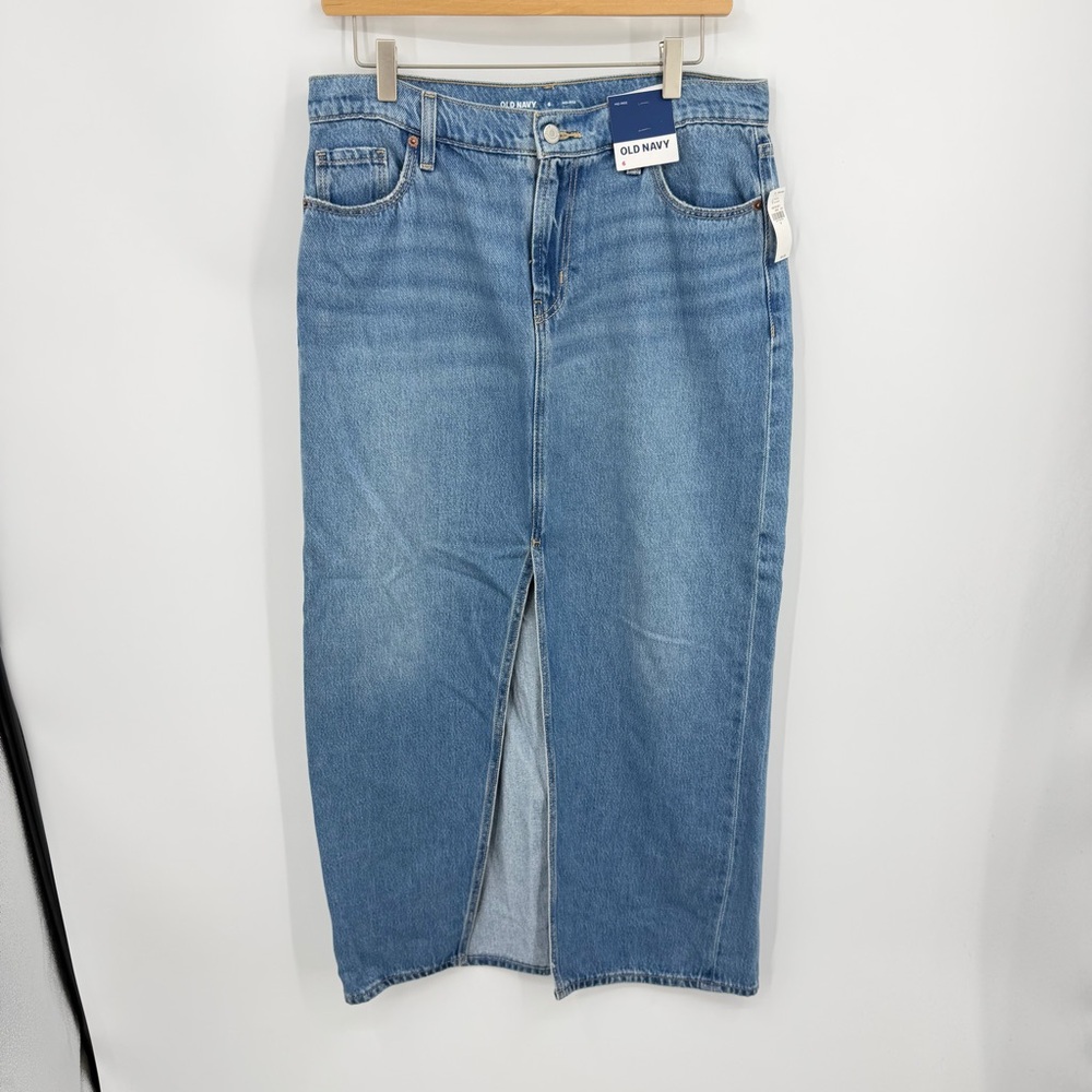 NWT Old‎ Navy Mid-Rise Jean Maxi Skirt with a front slit sz 6